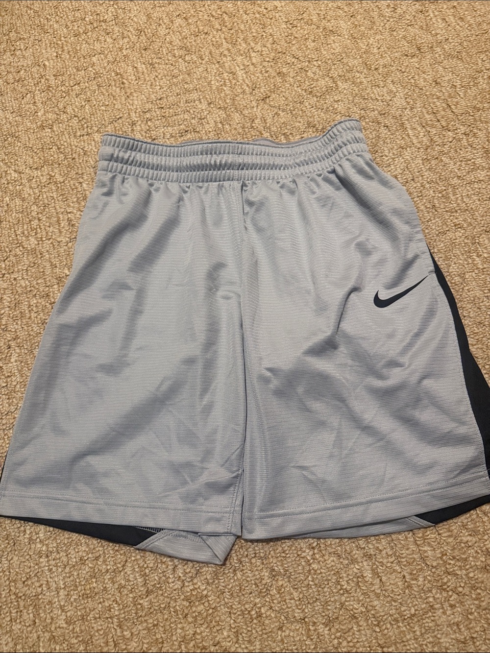 Nike Women’s Light Gray Athletic Shorts with Black Swoosh